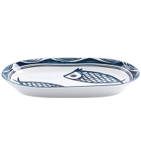 瓷物语大号蒸鱼盘菜盘烤鱼盘水饺盘12英寸蛋形盘家用新款陶瓷餐盘子 (545款)