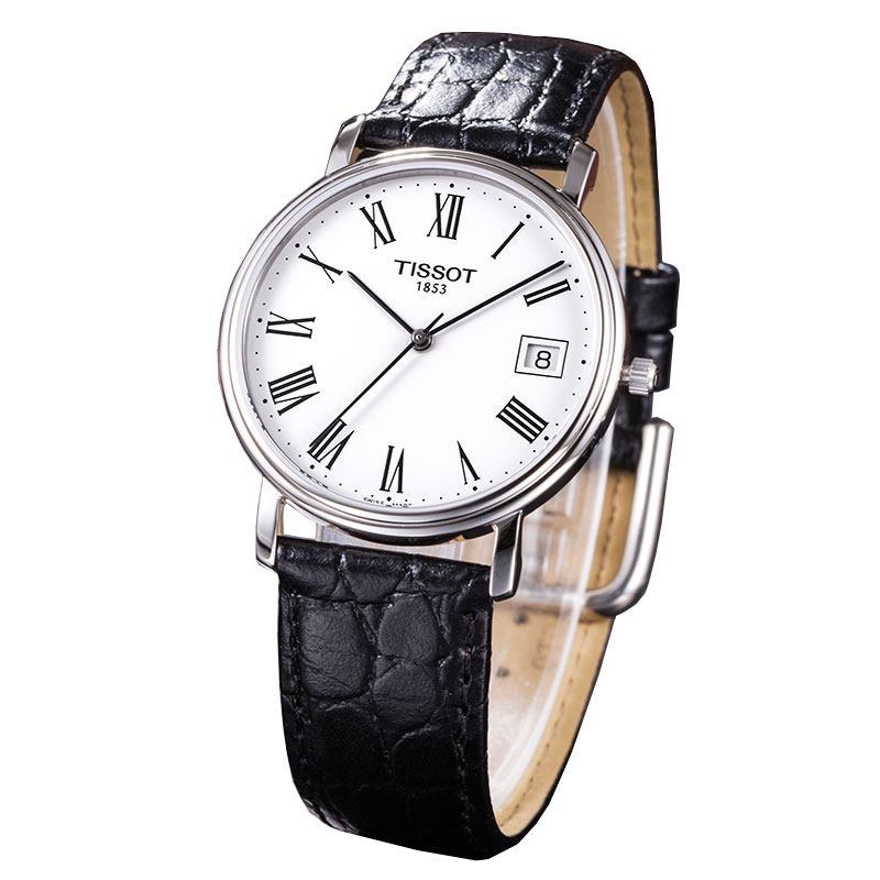天梭(TISSOT)心意系列真皮皮革皮带石英真皮男士手表男表T52.1.421.13