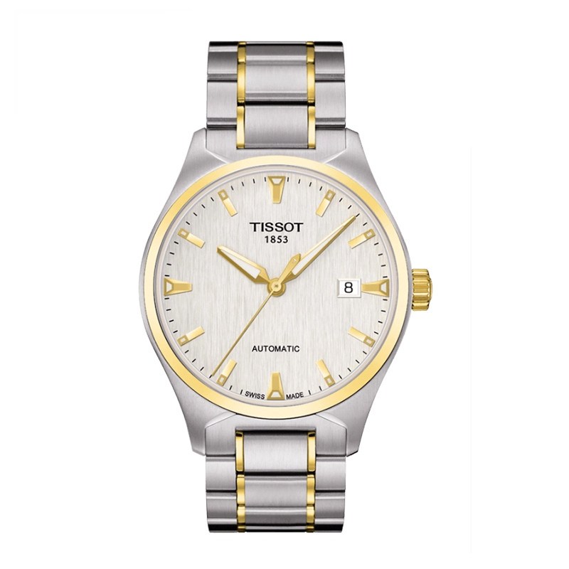 天梭(TISSOT)天博系列间金钢带白盘男士自动机械手表T060.407.22.031.00