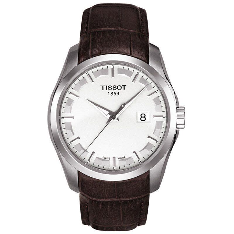 天梭(TISSOT)酷图系列真皮皮革石英男士真皮白盘手表男表T035.410.16.031.00图片