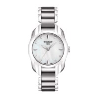 天梭(TISSOT)海浪系列镶钻女士石英钢带手表 白色T023.210.11.116.00