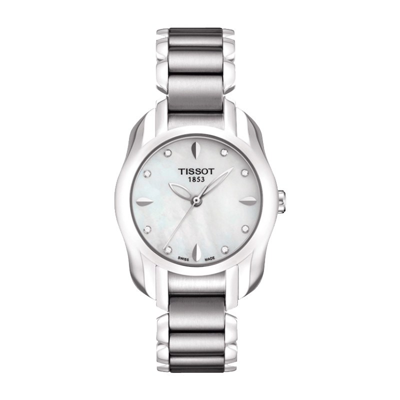 天梭(TISSOT)海浪系列镶钻女士石英钢带手表 白色T023.210.11.116.00
