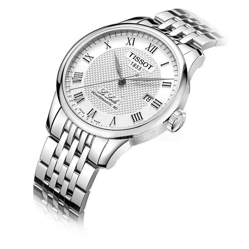 天梭(TISSOT)新款力洛克系列80小时白盘钢带自动机械男士手表T006.407.11.033.00图片