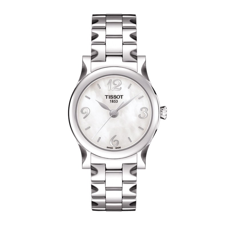 天梭(TISSOT)月亮女神系列珍珠贝母盘钢带女士石英手表T028.210.11.117.02