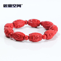 匠意空间 朱砂手链 四叶草 桶珠 10×15mm 手工制作