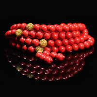 匠意空间 朱砂手链 8mm 108颗 搭配金箔圆珠