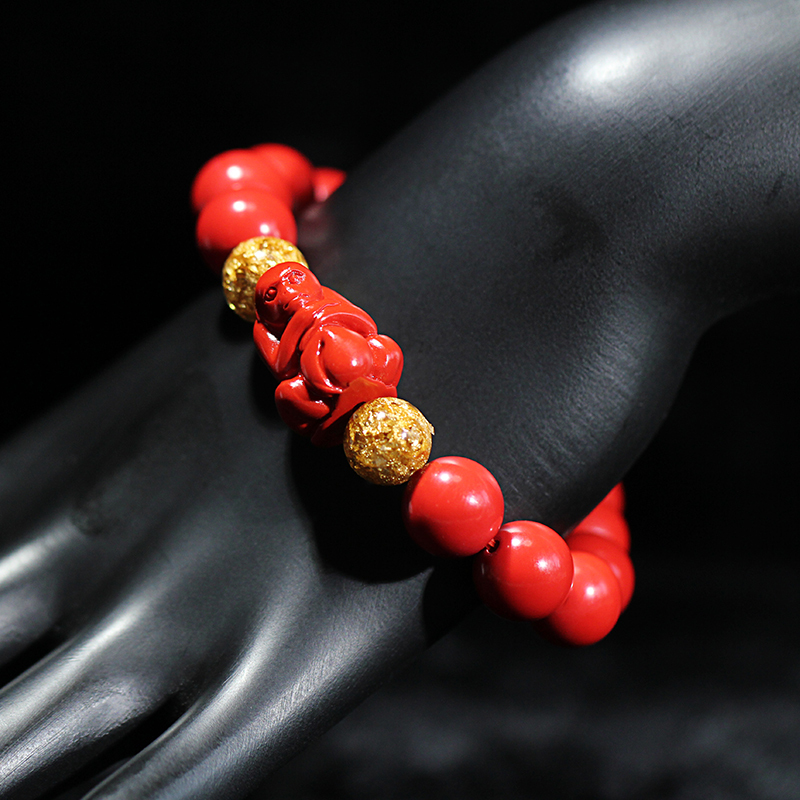 匠意空间朱砂十二生肖手链申猴金箔配饰订制款