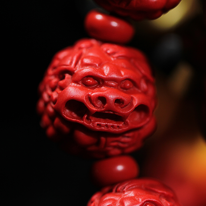 匠意空间 朱砂 狮子抱绣球 手链 16mm