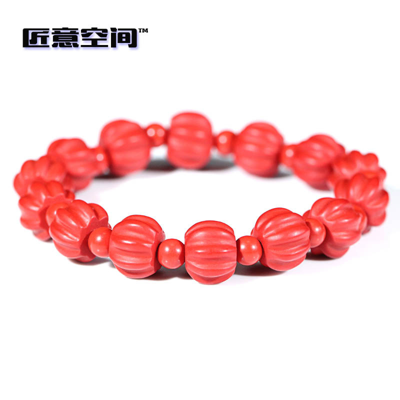 匠意空间 朱砂手链 瓜珠10mm 手工打磨 女款
