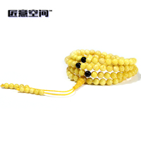 匠意空间 天然波罗的海 蜜蜡 鸡油黄 108念珠 佛珠 手链 5mm 手工打磨 支持国检 女款