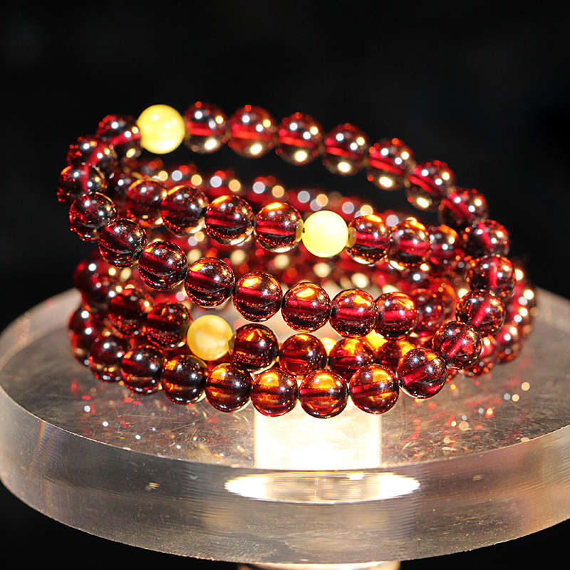 匠意空间天然波罗的海琥珀血珀108念珠佛珠手链6mm手工打磨支持国检女