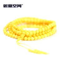 匠意空间 天然波罗的海 蜜蜡 鸡油黄 216念珠 佛珠 手链 4mm 手工打磨 支持国检 女款