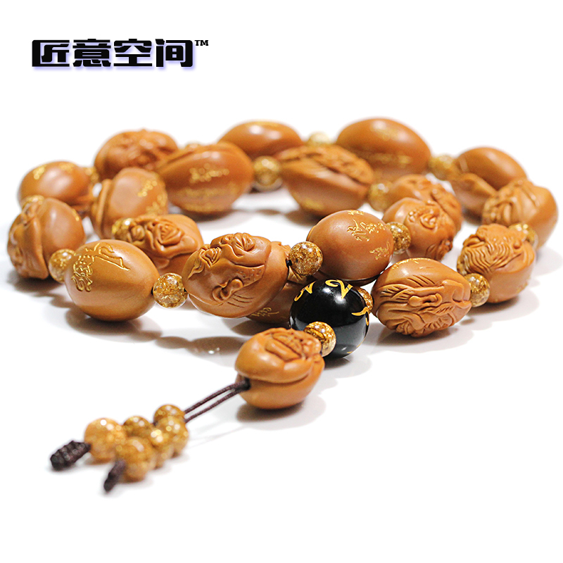 匠意空间 广西 橄榄核 十八罗汉 手持 14x19mm 手工雕刻 男款