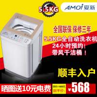 夏新 （AMOI）XQB55-818 5.5公斤迷你家用全自动波轮洗衣机 带风干预约功能 蓝光抑菌