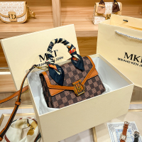 MKJ欧美时尚女士包包2023新款真皮女包复古棋盘格手提小方包百搭斜挎单肩包