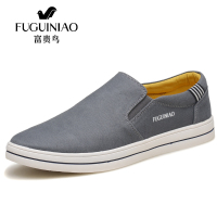 富贵鸟男鞋2016秋季低帮帆布鞋男韩版休闲懒人一脚蹬套脚驾车鞋潮