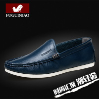 富贵鸟男鞋英伦软底休闲豆豆鞋一脚蹬懒人套脚头层牛皮驾车鞋