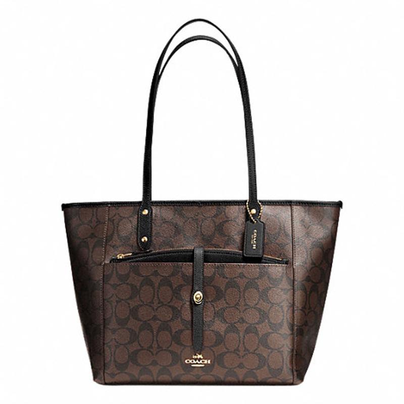 蔻驰coachpvc配皮手提单肩包双c纹子母托特包女包f54700