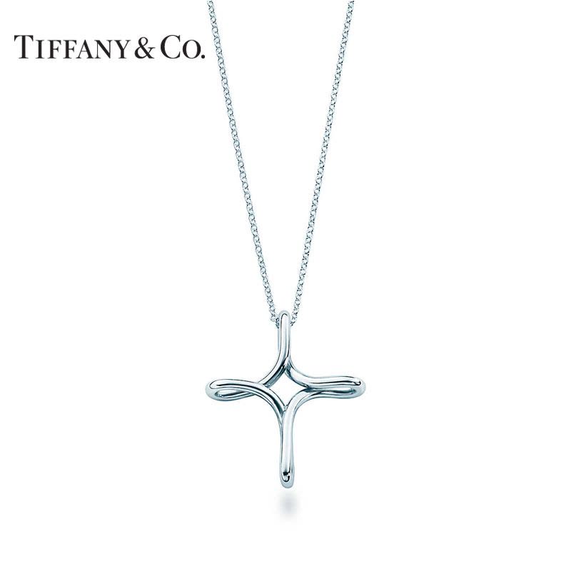 Tiffany：蒂芙尼 抽象十字架造型925银 项链 银色图片