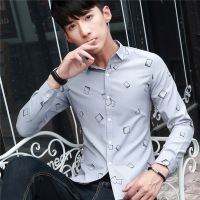 #新款长袖衬衫男2017春装修身韩版潮流男士休闲衬衣男装衬衫XCD1006A 922