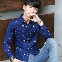 春装新款长袖衬衫男 潮流个性免烫男士衬衣青少年休闲男装衬衣XCD1006A 987