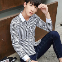 606长袖衬衫男 潮流修身男士长袖条纹衬衫春夏新款商务休闲衬衣爆XCD1006A 606
