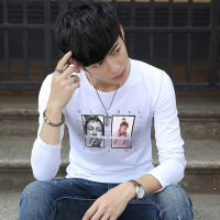 春秋男士长袖t恤男青年t恤修身圆领薄款上衣服印花体恤打底衫XCD1008A 606#