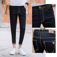 2017春夏季九分牛仔裤男装潮弹力小脚修身9分裤黑色潮XCD1001C 5801