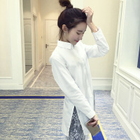 [实拍5501]2017春秋新款百搭蕾丝拼接连衣裙日韩修身长款衬衣女 NRJE217-D 5501