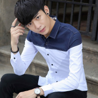 春秋衬衫男长袖衬衣青少年学生打底衫男士韩版修身白衬衫潮xcd1000 890