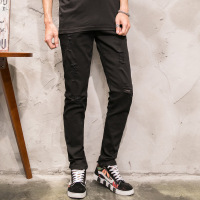 淘牛地带2017春夏新款日系第二批修身小脚破洞牛仔长裤xcd1065 755#