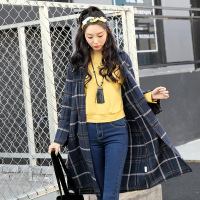8912# 中长款格子衬衫女宽松长袖BF风大码休闲韩版外套DSDD01 8912