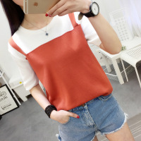 835#实拍针织t恤女夏 短袖韩国韩范简约修身圆领短款上衣打底衫潮NRJ603 835