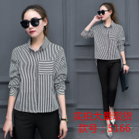 2017春装新款长袖衬衫女上衣 条纹显瘦职业衬衣打底衫GD349-F 5166