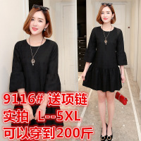 大码连衣裙女胖mm2017新款200斤女装胖妹妹春秋装蕾丝打底裙GD371-B 9116