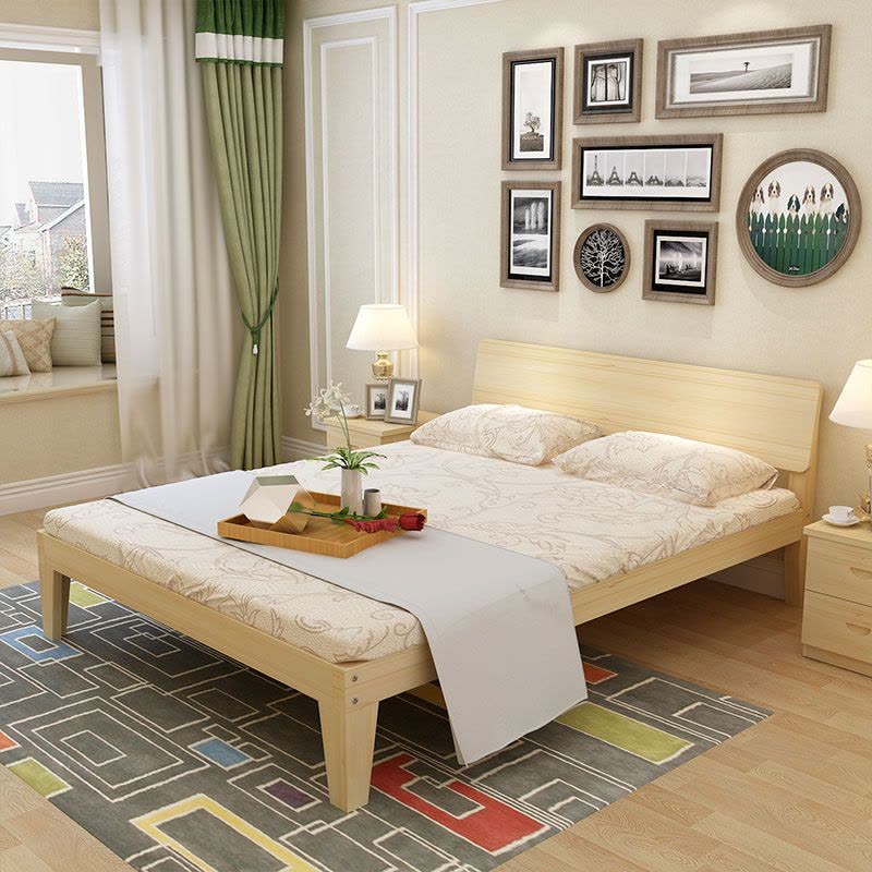 硕木居 床现代简约实木床1.5米双人床主卧防霉大床松木1米单人床简易床图片