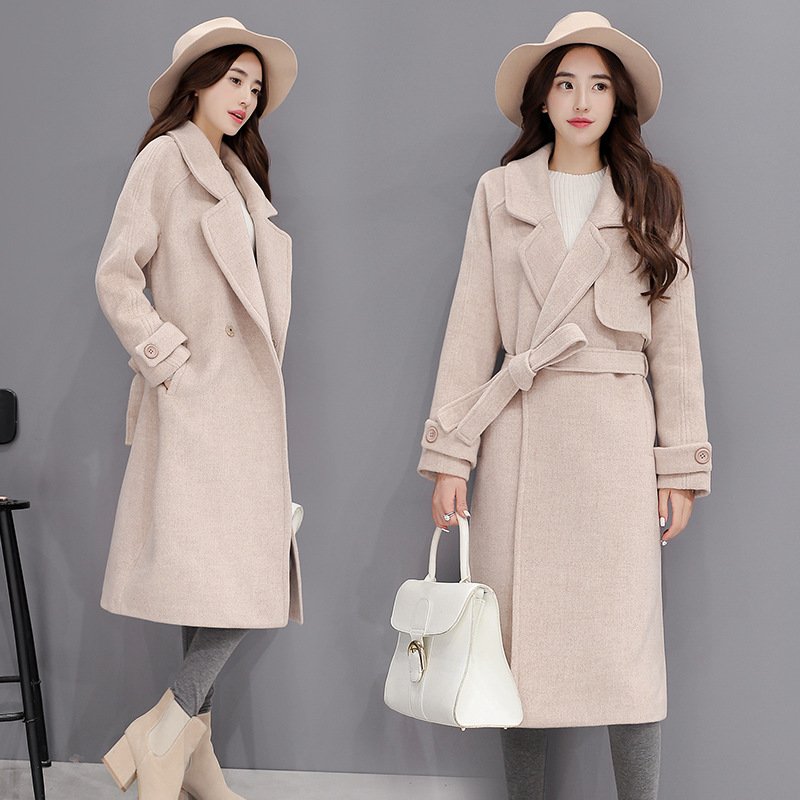 莞馨(wanxin)新款欧洲站毛呢外套女时尚中长款大码女装韩国东大门新款羊绒呢大衣潮