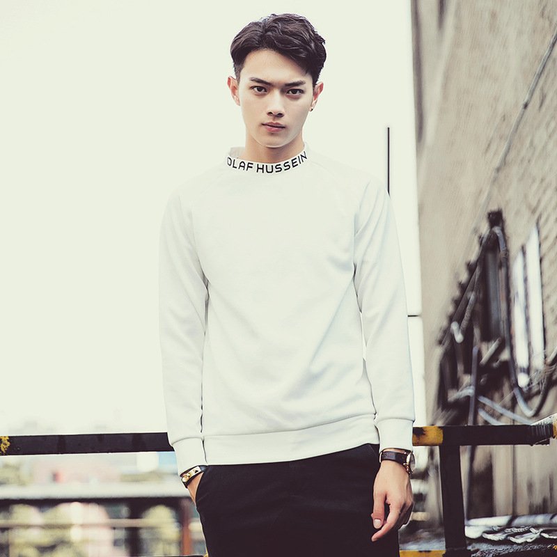 莞馨(wanxin)新款英伦风潮流男装字母印花卫衣白色男套头休闲上衣2015新款时尚欧美