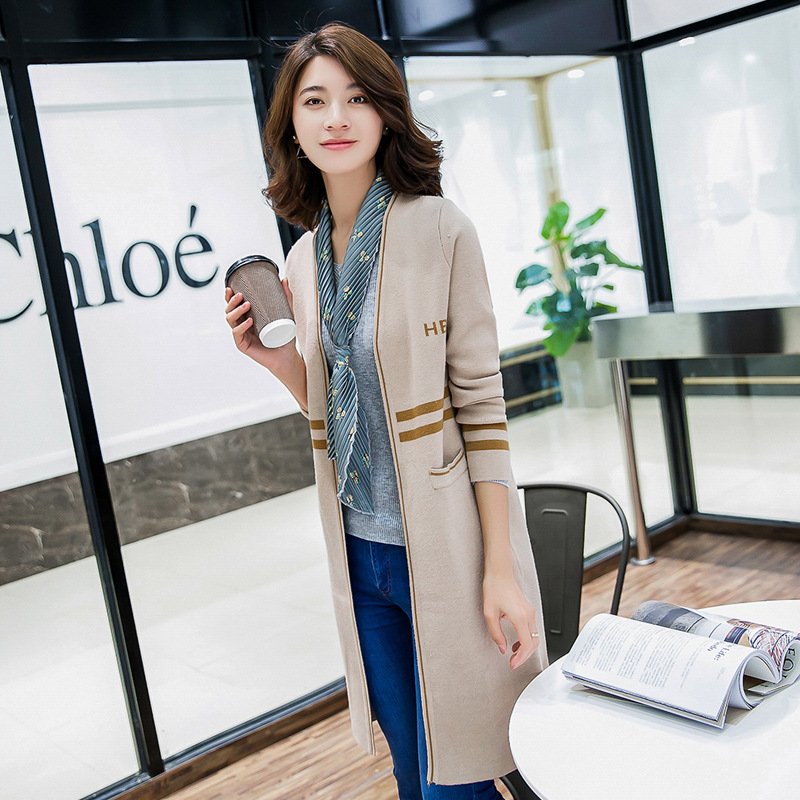 莞馨(wanxin)新款针织衫女开衫 秋冬装新款女毛衣中长款 百搭外套披肩大码显瘦外搭