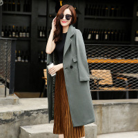 莞馨(wanxin)新款毛呢外套女中长款2016秋冬款韩版修身显瘦百搭西装领呢子大衣