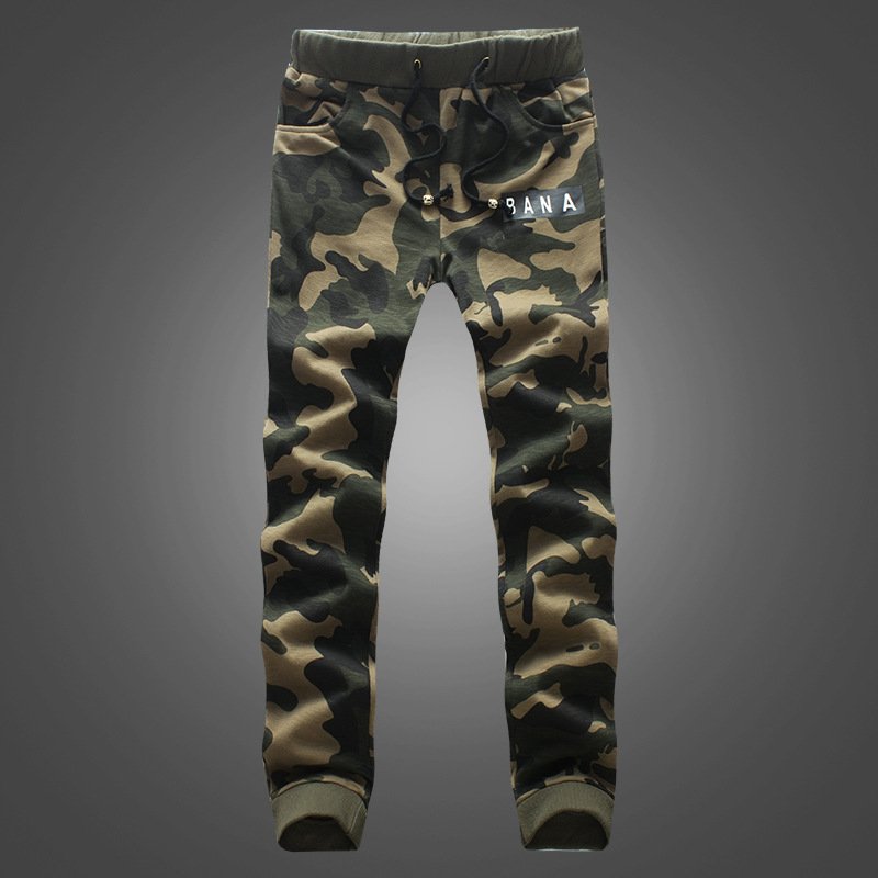莞馨(wanxin)新款秋冬迷彩休闲裤男士修身工装裤青年潮牌小脚裤大码长裤子哈伦裤男