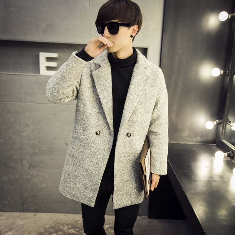 莞馨(wanxin)新款冬季加厚夹棉长款风衣男士加大码保暖宽松毛呢料大衣潮牌男装外套