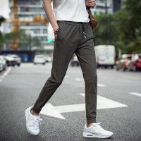 莞馨(wanxin)新款新款男士弹力松紧休闲裤青年韩版修身细帆布长裤时尚小脚束脚裤潮
