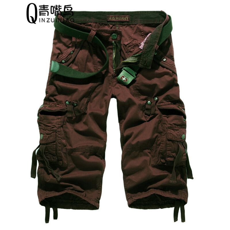 莞馨夏装男士休闲裤七分裤男士中长多口袋工装裤宽松大码男裤休闲中裤