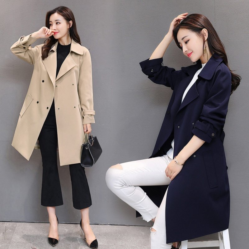 莞馨风衣女中长款韩版春秋季2017秋装新款气质百搭外套女中长款大衣