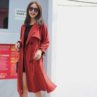 莞馨港风小个子风衣女中长款2017新款秋季韩版百搭学生修身系带外套