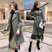 莞馨秋款风衣2017新款韩版女装修身韩版中长款外套潮系带收腰款