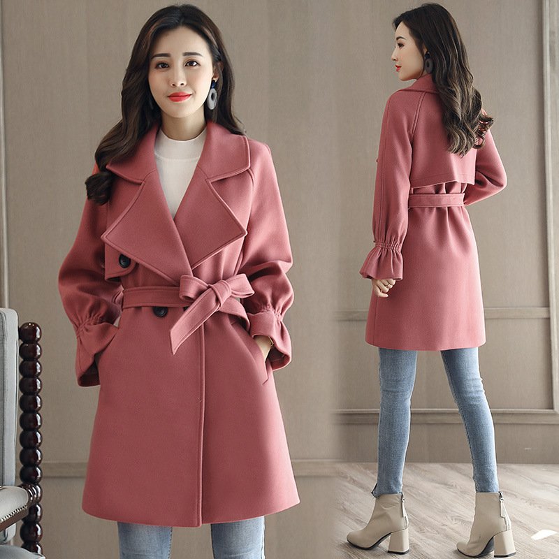 莞馨欧洲站2017秋冬新款女装韩版宽松显瘦收腰风衣中长款百搭外套女潮