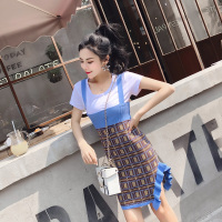 欧天娜 小视频实拍百搭T桖上衣+侧开衩木耳边针织吊带背带裙实价