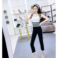 欧天娜 小视频实拍吊带背心+休闲小脚裤冰丝针织两件套 实价